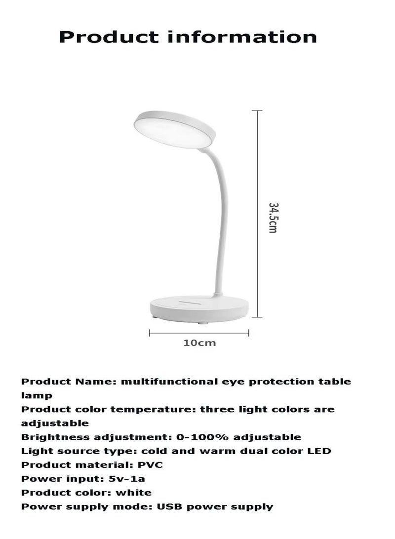 مصباح مكتبي للقراءة، مصباح مكتبي قابل لإعادة الشحن، مصباح LED يعمل باللمس مع إمكانية التحكم في شدة الإضاءة، يعمل بمنفذ USB، 3 مستويات سطوع، مصباح مكتبي للقراءة والدراسة، مصباح مكتبي للقراءة والدراسة - Image 5